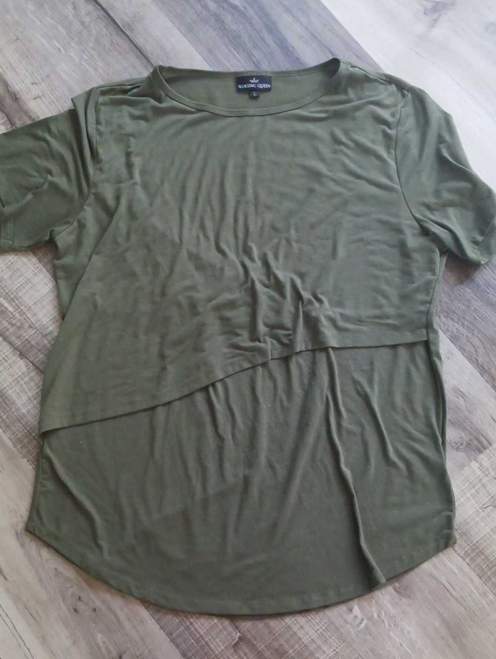 Nursing Queen Olive Green Short Sleeve Layered Nursing Tee